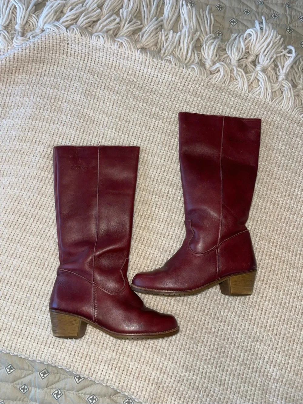 L.L. Bean Burgundy Leather Knee Boots